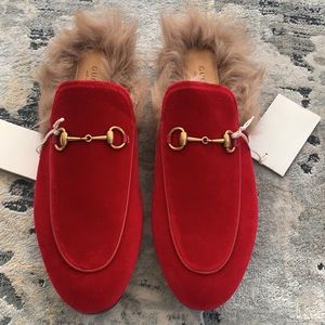 Gucci- Princetown Fur-Lined Leather Slipper